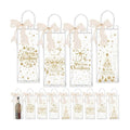 Henoyso 12 Pcs Christmas Wine Gift Bags Bulk Holiday Foil Wine Bottle Covers, Christmas Clear Gift Bags with Handles and Bow Ribbon for Xmas Wedding Engagements Party, 13 x 5 x 4 Inches (Classic)