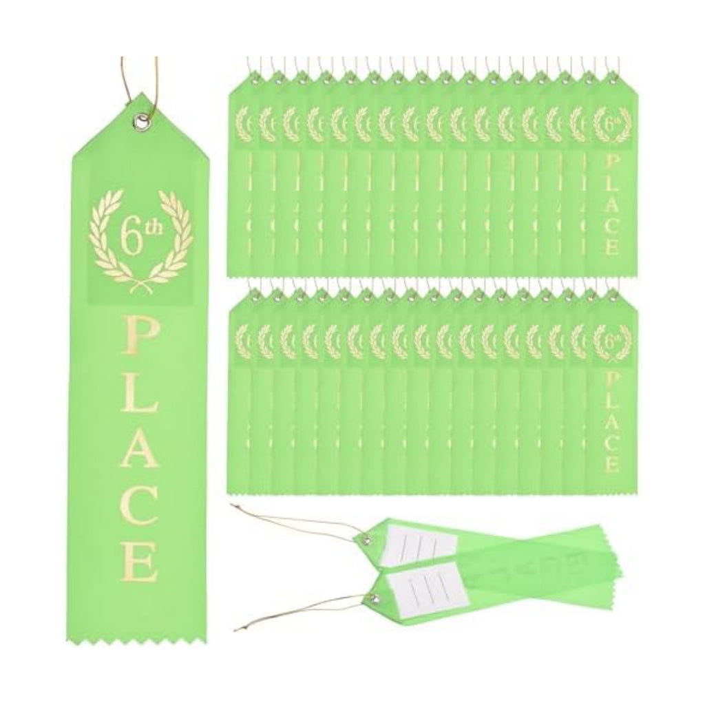 PATIKIL Award Ribbons, 36 Pcs 6th Place Prize Medal Ribbon with Event Card & Rope for Sports Events Competitions Challenges Prize Ornaments, Green