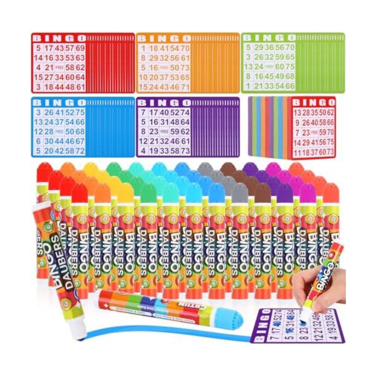 Crtiin 148 Pack Bingo Cards Dot Daubers Set 4.72 x 5.12" Kids Game