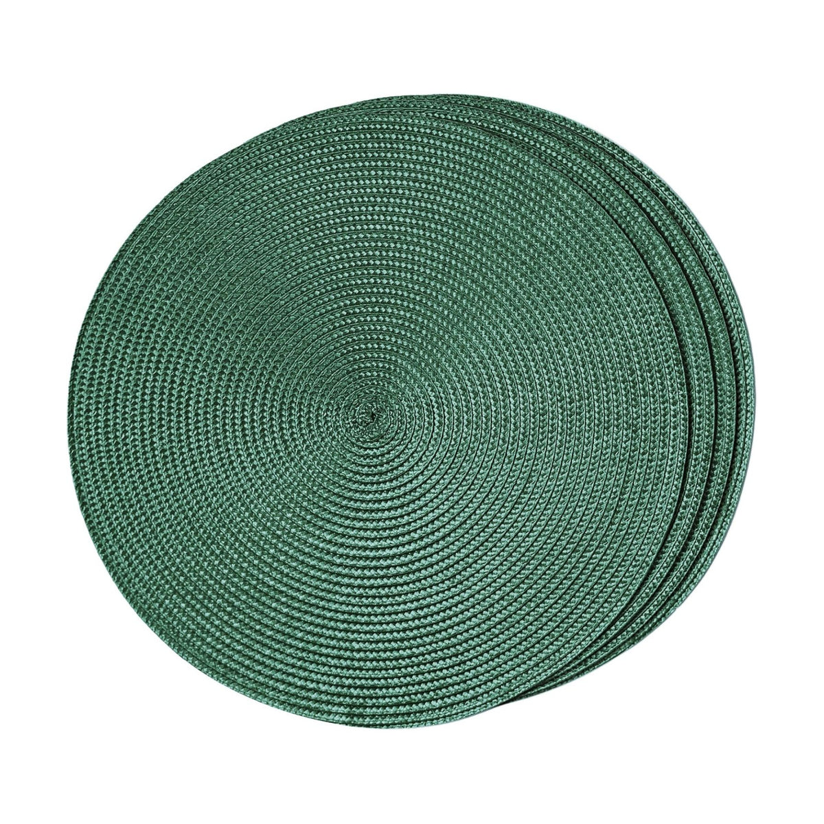 FunWheat Round Braided Placemats Set of 4 Table Mats for Dining Tables Woven Washable Non-Slip Place mats 15 inch(Black Green,4pcs)
