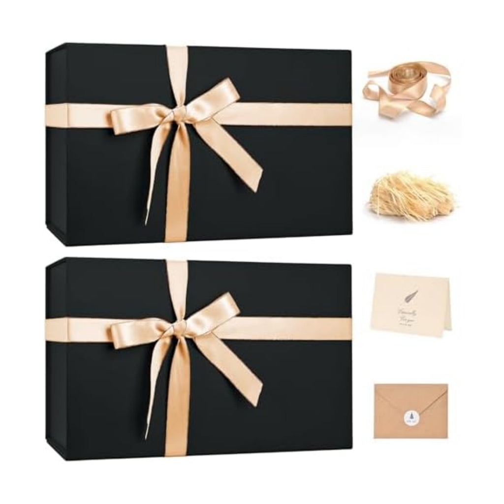 LIFELUM Black Magnetic Gift Box for Birthday Presents, 14"x8.5"x4.5"