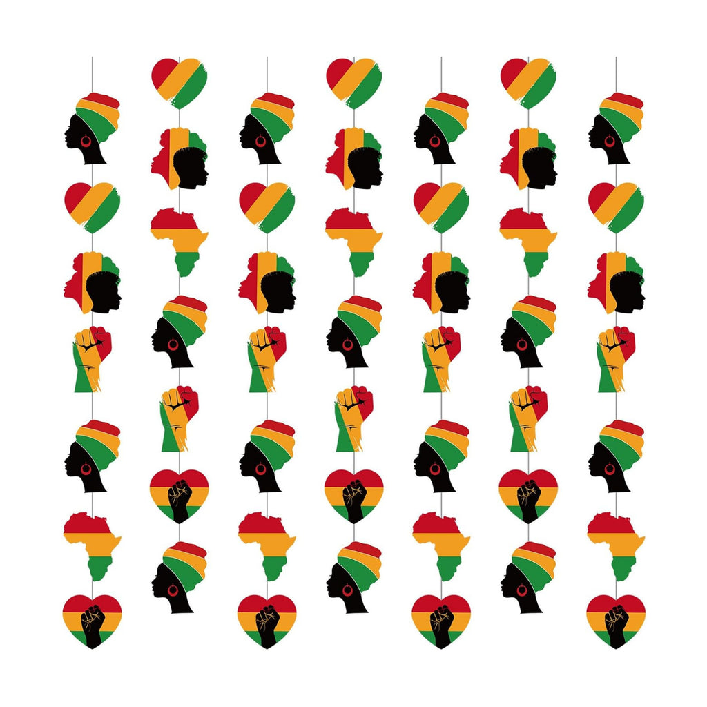 Spakon 8 Pcs Juneteenth Garlands Decoration Juneteenth Day Hanging Banner African American Red Yellow Black and Green Paper Cutouts for 1865 Freedom Day June 19th Holiday Party Supplies