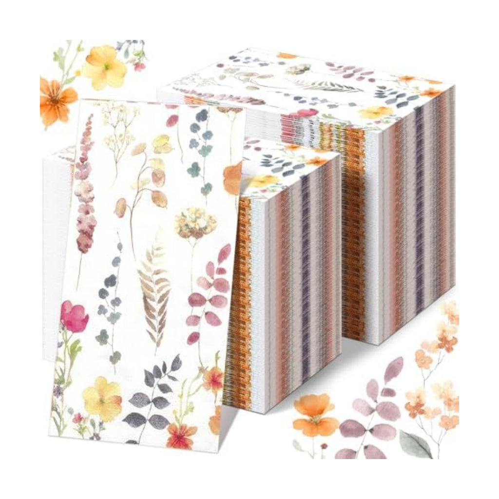 Seajan 200 Pcs Floral Napkins Paper Disposable Hand Towels for Bathroom