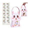 CcXxming 30 PCS Easter Party Favor Bags with Handles，Bunny-Shaped Treat Bags with Window & Stickers (Large)，Paper Goodie Boxes for Kids Egg Hunts