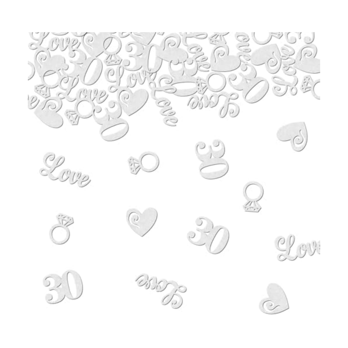 200 Pcs Happy 30th Anniversary Confetti, 30th Pearl Wedding Table Decorations 30 Heart Love Glitter Paper Scatters Cheers to 30 Years Decor for 30th Wedding Anniversary Party Supplies