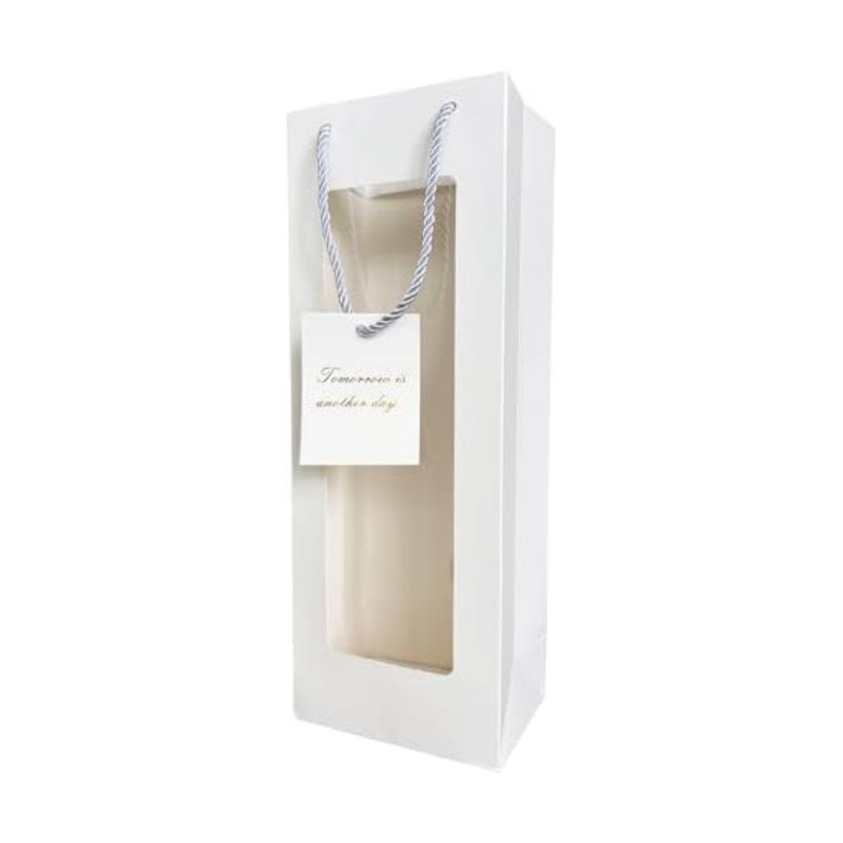 HANSWARE 12PCS Wine Gift Bags with Handles for Bottles Gifts Clear Window Paper Wine Bag for Valentines,Wedding,Easter,Christmas,Baby Shower,Birthday Party,White-12PCS
