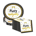 Dereinwo 50 Pcs New Year Paper Plates and Napkins Set