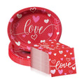 Dereinwo 50 Pcs Valentines Day Paper Plates and Napkins Set