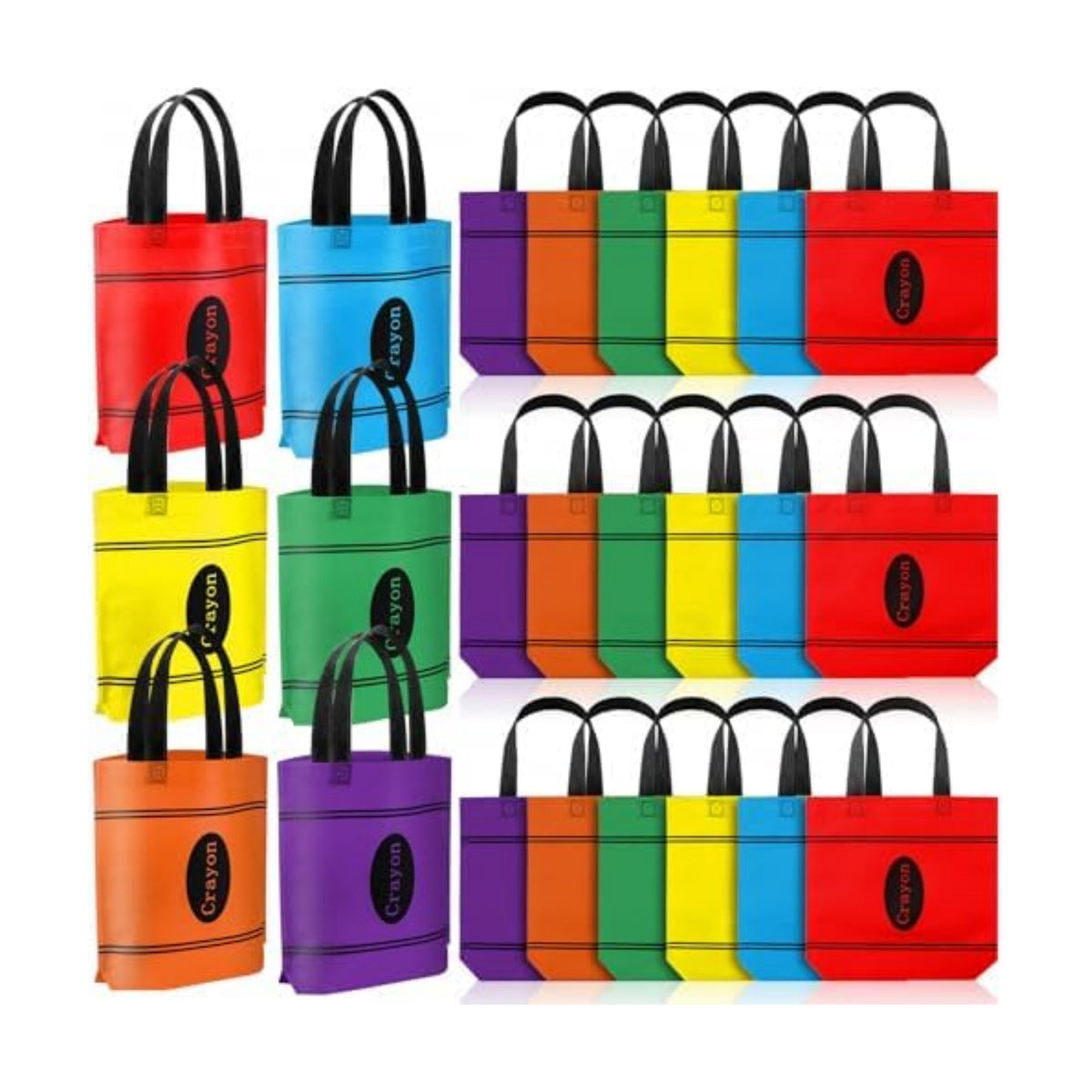 Hosuly 24 Pcs Back to School Gift Bags Crayon Tote Bags Bulk