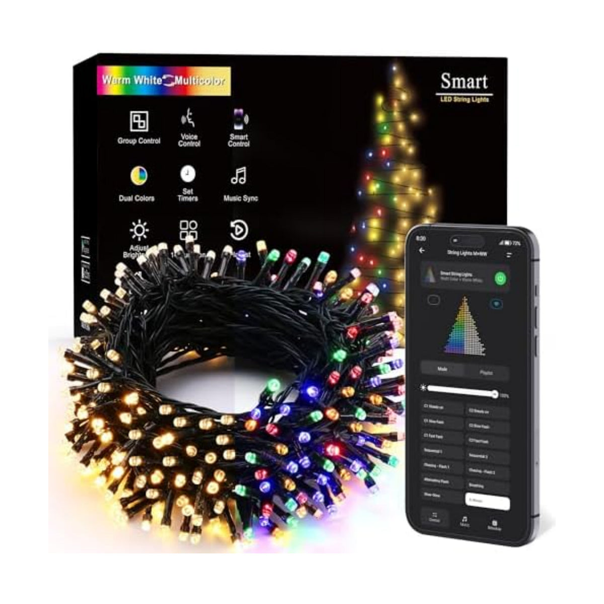 Brizled Smart String Lights, 200 LED Color Changing Christmas Lights 66 ft