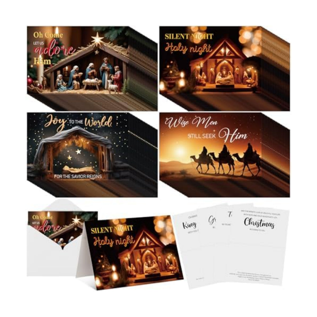 Eersida 100 Pcs Christian Christmas Cards Envelopes, Classic Style