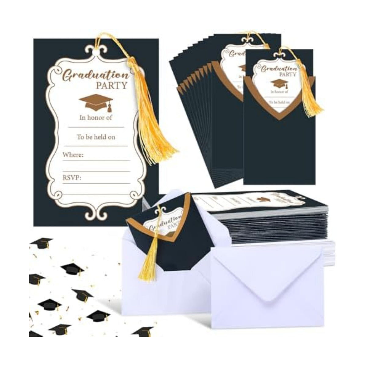 MotiMind 24 Set Graduation Party Invitations Cards with Envelopes Class of 2026 Graduation Invitations Cards with Tassel Congrats Announcements Invite for High School College Celebration Party
