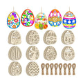 80PCS Wooden Easter Ornaments to Paint, 10 Styles DIY Blank Unfinished Wood Egg Cutouts Ornament for Crafts Hanging Decorations Happy Easter Hallow Egg Rabbit Bunny Butterfly Flower Hen