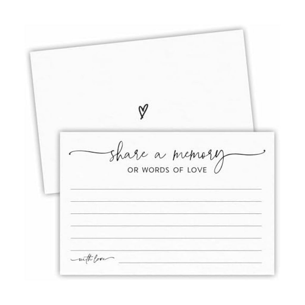 50 Pcs Share A Memory Of Love Cards- 4"x 6" Double Sided Fill- Memory Cards For Wedding, Graduation, Anniversary, Birthday, Retirement Party - Celebration Of Life Keepsake Cards（Minimalism White)- A02