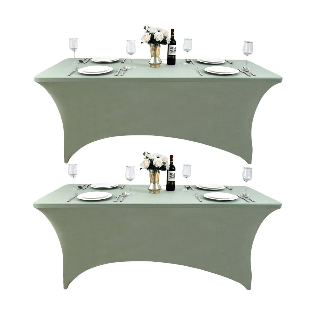 2-Pack 4ft Spandex Table Covers for Rectangular Folding Tables - Wrinkle Resistant Stretch Tight Table Cloths - Ultimate Fitted Table Protector for Parties, Banquet, and Wedding