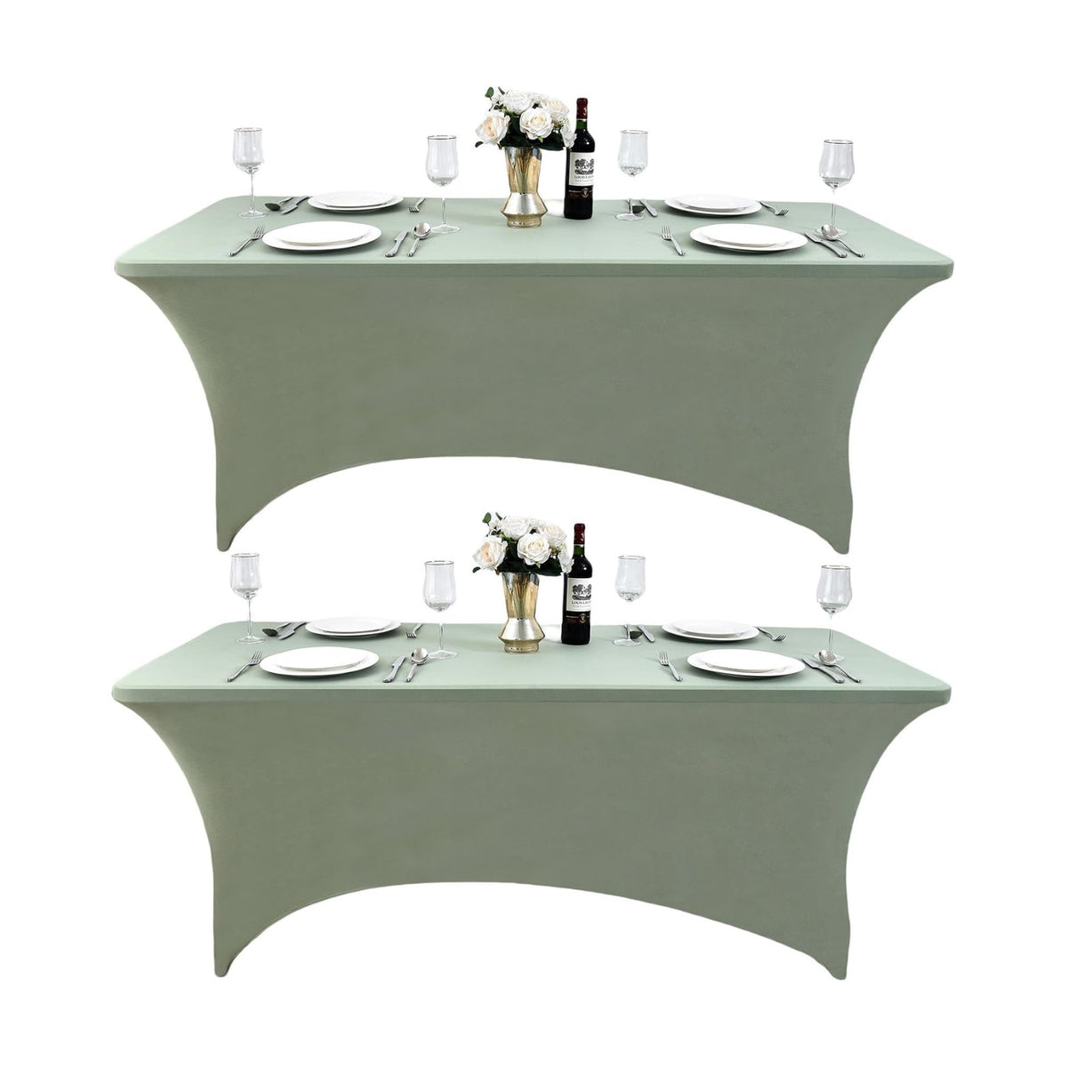2-Pack 4ft Spandex Table Covers for Rectangular Folding Tables - Wrinkle Resistant Stretch Tight Table Cloths - Ultimate Fitted Table Protector for Parties, Banquet, and Wedding