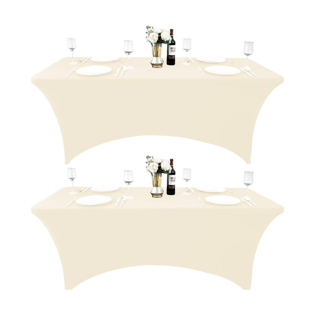 2-Pack 6ft Spandex Table Covers for Rectangle Standard Folding Tables - Wrinkle Resistant Stretch Tablecloths - Ultimate Fitted Table Protector for Parties, Trade Shows, Banquet