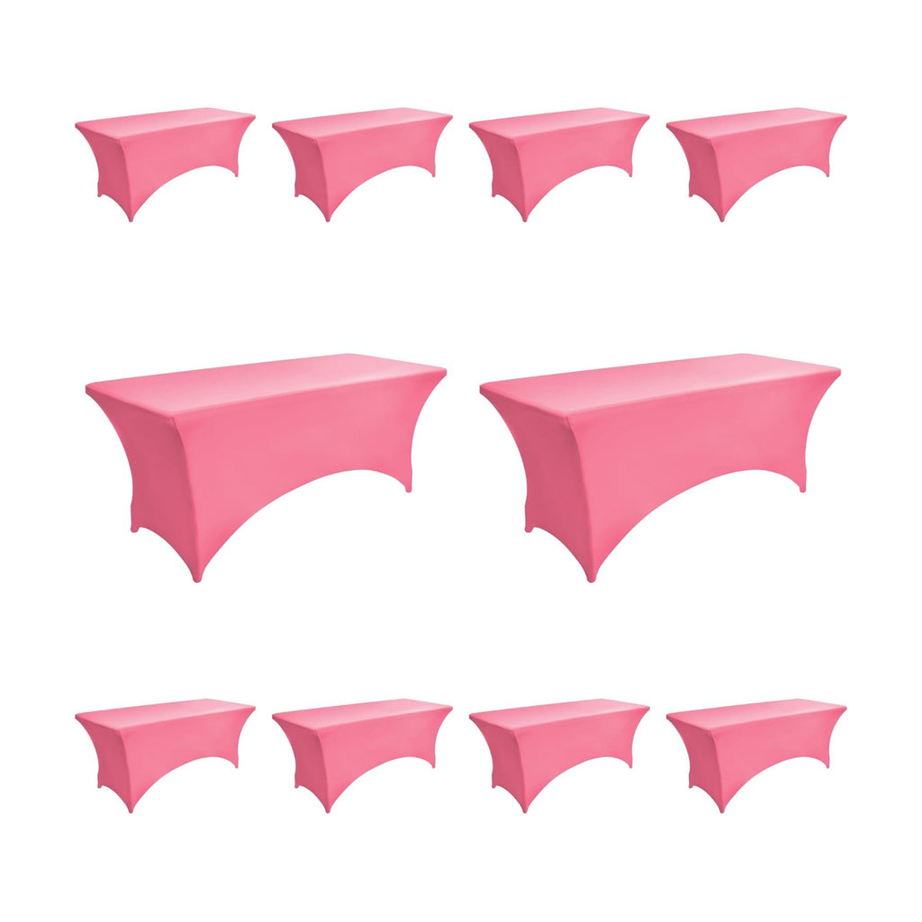 10-Pack 6ft Spandex Table Covers for Rectangle Standard Folding Tables - Wrinkle Resistant Stretch Tablecloths - Ultimate Fitted Table Protector for Parties, Banquet, Wedding