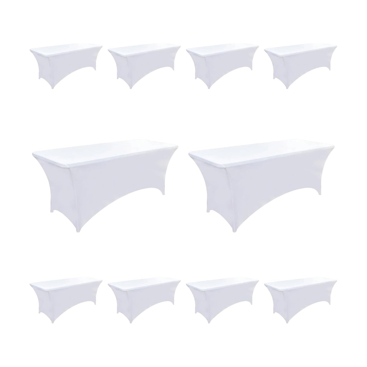 10-Pack 4ft White Spandex Table Covers for Rectangular Folding Tables - Wrinkle Resistant Stretch Tight Table Cloths - Fitted Table Protector for Parties, Trade Shows, Banquet, and Wedding