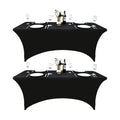 2-Pack 4ft Black Spandex Table Covers for Rectangular Folding Tables - Wrinkle Resistant Stretch Tight Table Cloths - Ultimate Fitted Table Protector for Parties, Banquet, and Wedding