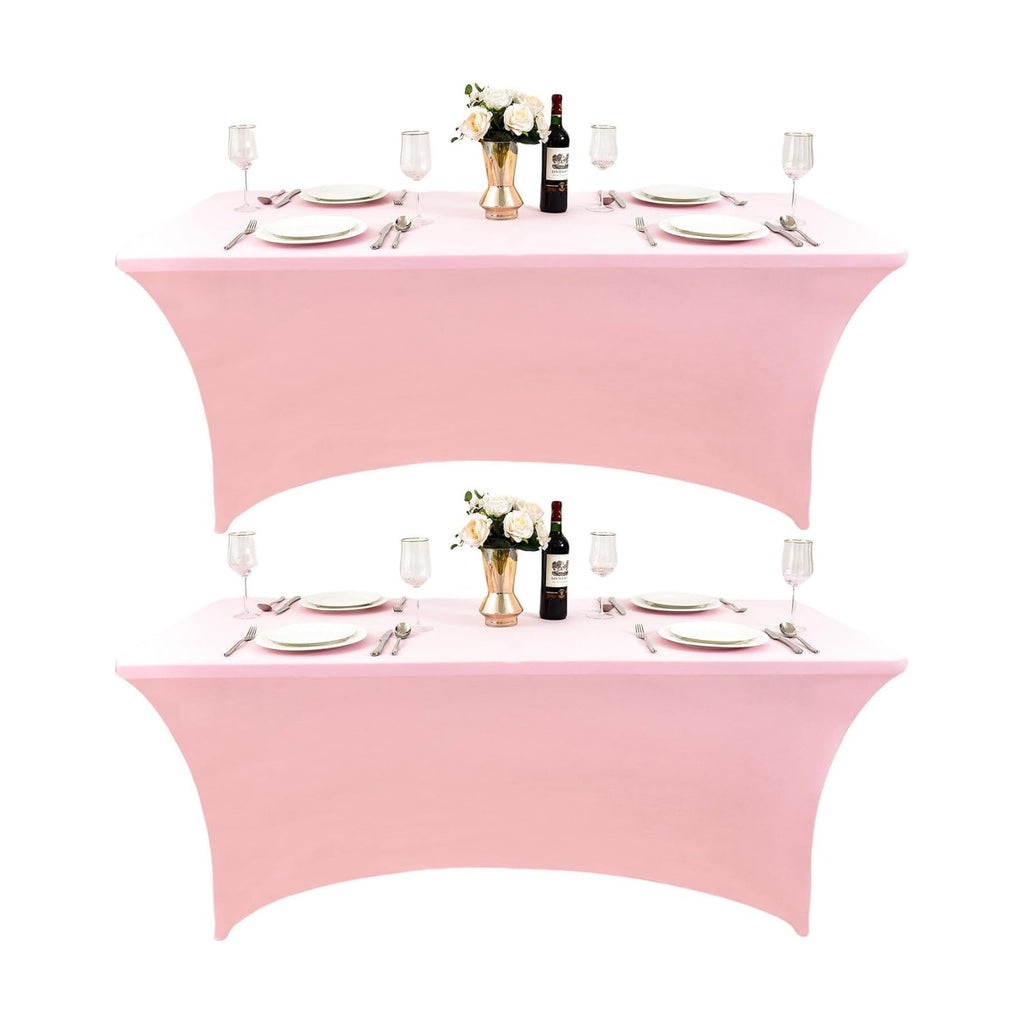 2-Pack 6ft Spandex Table Covers for Rectangle Standard Folding Tables - Wrinkle Resistant Stretch Tablecloths - Ultimate Fitted Table Protector for Parties, Trade Shows, Banquet