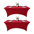 2-Pack 4ft Spandex Table Covers for Rectangular Folding Tables - Wrinkle Resistant Stretch Tight Table Cloths - Ultimate Fitted Table Protector for Parties, Banquet, and Wedding