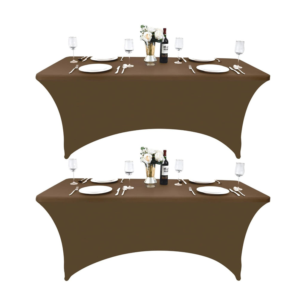 2-Pack 4ft Spandex Table Covers for Rectangular Folding Tables - Wrinkle Resistant Stretch Tight Table Cloths - Ultimate Fitted Table Protector for Parties, Banquet, and Wedding
