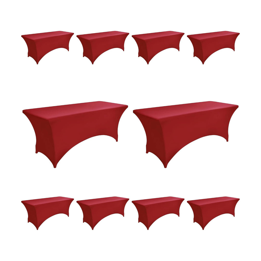 10-Pack 6ft Spandex Table Covers for Rectangle Standard Folding Tables - Wrinkle Resistant Stretch Tablecloths - Ultimate Fitted Table Protector for Parties, Banquet, Wedding