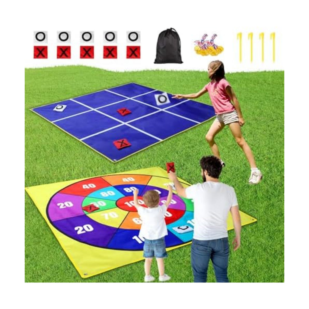 2-in-1 Outdoor Giant Tic Tac Toe Bean Bag Toss Games for Kids Adults, 4.5Ft Double-Sided Large Outside Lawn Yard Backyard Carnival Field Day Beach Picnic Camping Birthday Party Family Reunion Game
