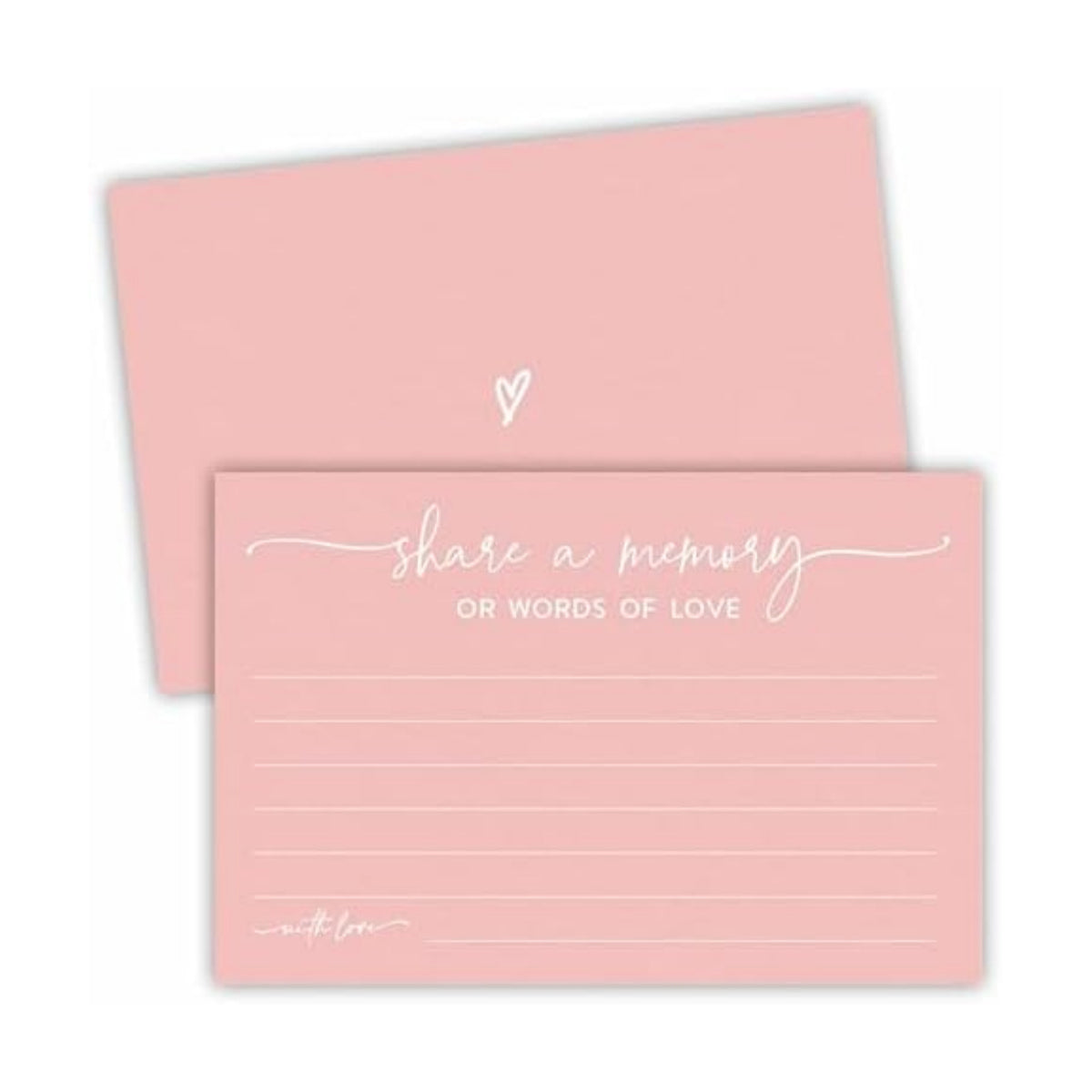 50 Pcs Share A Memory Of Love Cards - 4"x 6"Double Sided Fill- Memory Cards For Wedding, Graduation, Anniversary, Birthday, Retirement Party - Celebration Of Life Keepsake Cards（Minimalism Pink）- A01