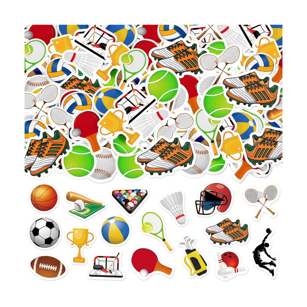 300Pcs Sports Foam Stickers, Self-Adhesive Sport Balls Stickers Basketball Football Baseball Soccer Decals Sticker Decorations for Home Office School Classroom DIY Art Craft Party Supplies