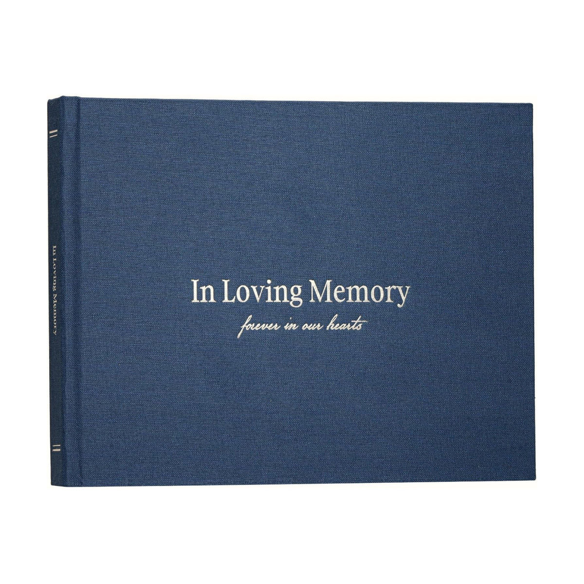 Funeral Guest Book for Memorial Service, In Loving Memory, Navy Blue Cover