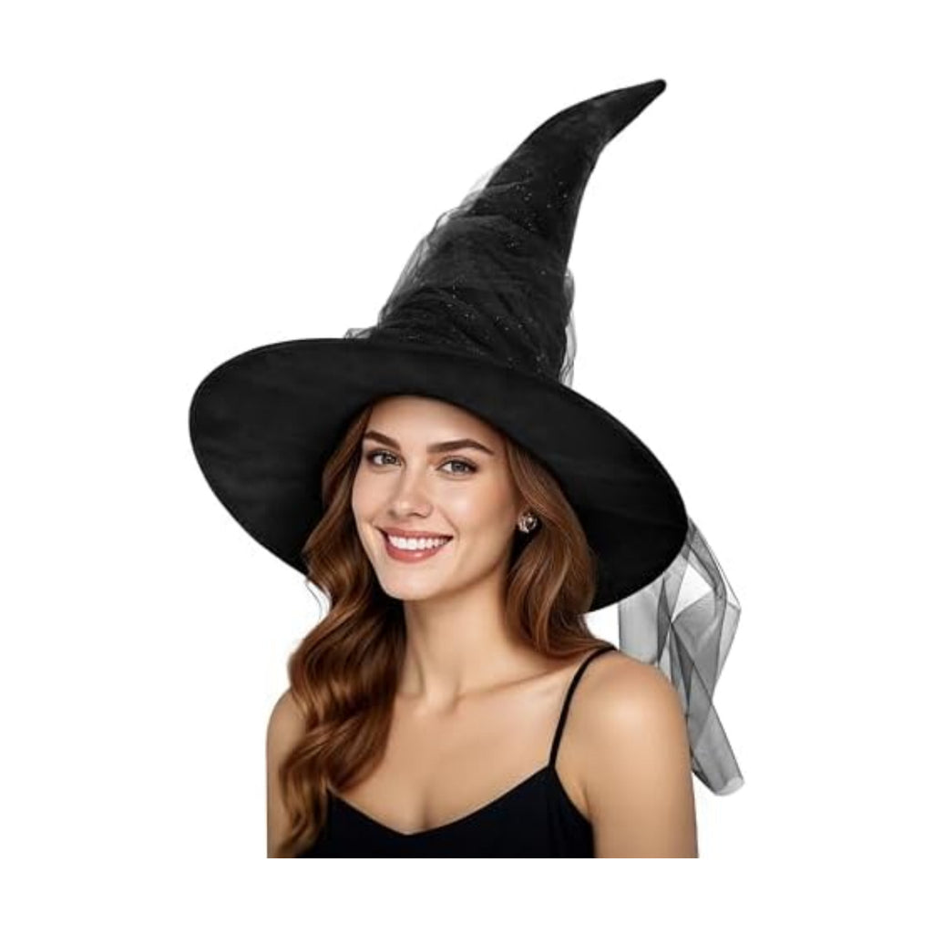Women's Witch Hat with Shapeable Wide Brim and Adjustable Drawstring
