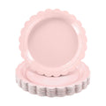 NatNarr 30 Pk Pink Paper Plates 9" Disposable Scalloped Pink Birthday Plate
