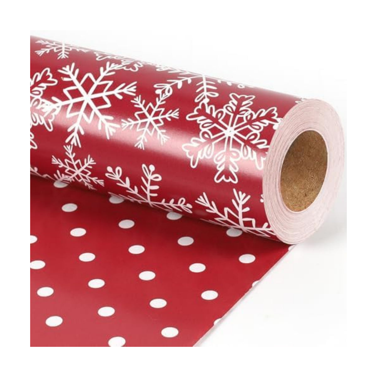 BIOBROWN Christmas Wrapping Paper Snowflake and Polka Dots Design for Xmas