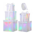 Cholemy 5 Pcs Square Nesting Boxes with Lid Assorted Sizes,Iridescent