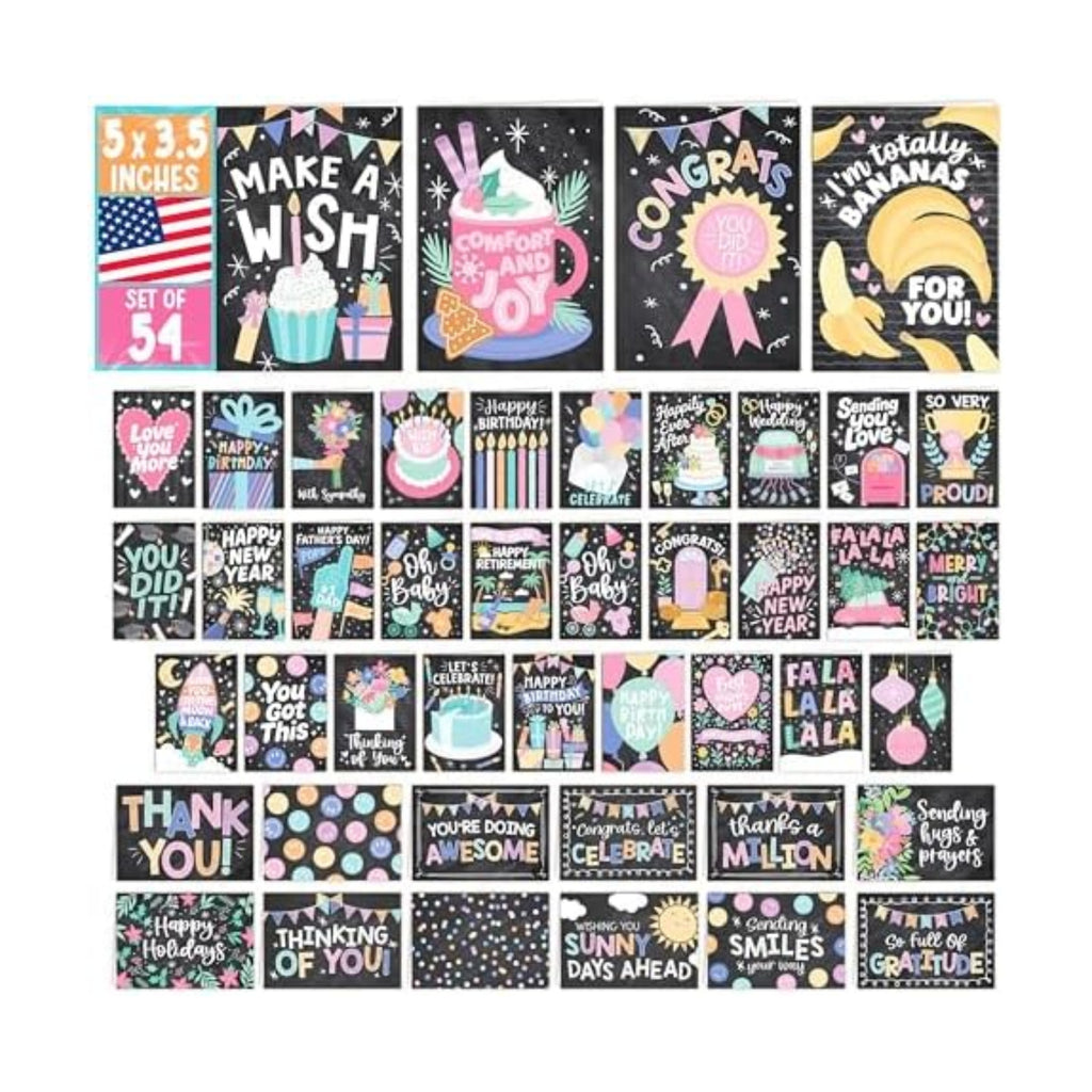 54 All Occasion Greeting Cards with Envelopes Greeting Cards Assortment Box