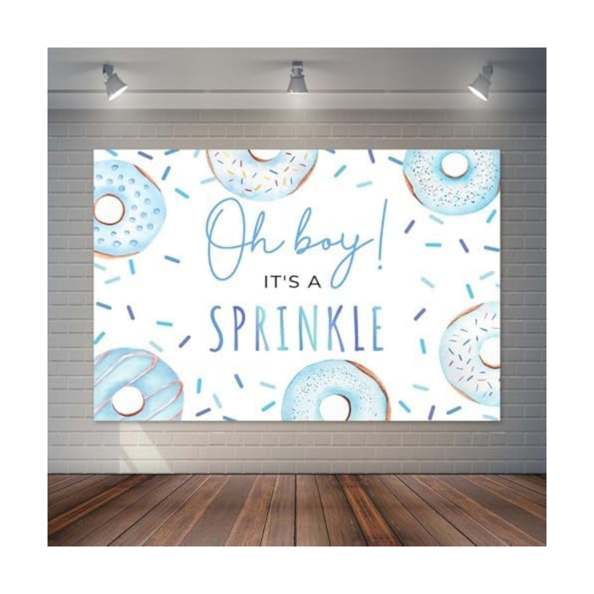 Donut Sprinkle Baby Shower Backdrop for Boy Blue Confetti Sprinkle Photography Background Oh Boy Donut Baby Shower Cake Dessert Table Decorations Photo Booth Props (5x3ft)