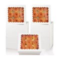 qiqee 10x10x2.5 Inch White Pie Boxes with Window 12Packs Cookie Donut Bakery Box (Auto-pop Up)