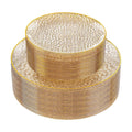 Rubtlamp 60Pcs Clear Gold Plastic Plates, Gold Glitter Disposable Plates, Hammered Plastic Plates Included 30 Dinner Plate And 30 Dessert Plates for Party