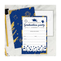 Graduation Invitations 2026, 25 Party Invitation Cards with Envelope, 4"x6" Blue Gold Grad Announcement Invites, Graduate Celebration Favor Supplies-A07