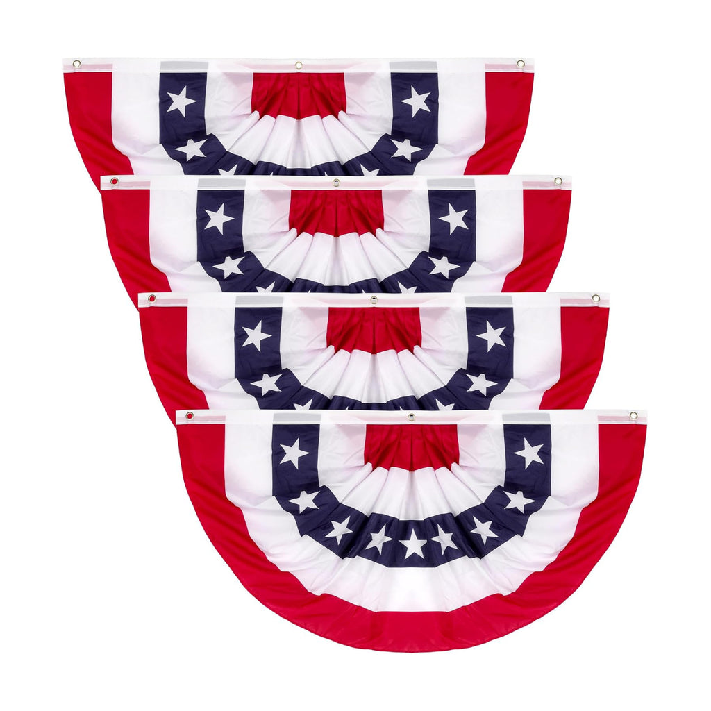 6 PCS American Pleated Fan Flag, 2 × 4 FT 4th of July Decorations, Patriotic Flag Bunting, Fourth of July Banner Bunting for Independence Day Memorial Day 250th Anniversary Decor Decorations