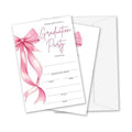 ZIIUFRN Graduation Party Invitations 2025, Pink Bow Graduation Invite Cards,2025 Graduation Announcements Party Invite Card, Grad Celebration Party Supplies, 25 Invites With Envelopes (4"X6") -B02