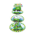 Keluna Trash Truck Birthday Decorations - 3 Tier Garbage Truck Cupcake Stand for Boys Birthday Party Table Decor, Trash Truck Party Supplies Dessert Cake Holder