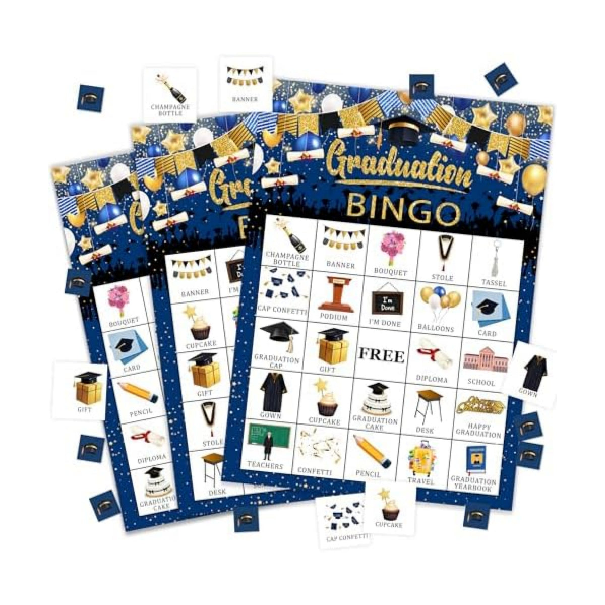 Graduation Bingo Game Cards for Adults, Graduation Party Game for Friend Family, Ideal for Graduation Themed Party Game, 24 Players Grad Party Supplies Favors, 007