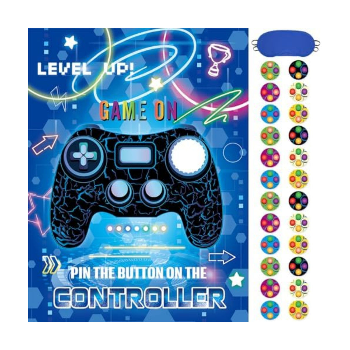 WERNNSAI Pin the Button on the Game Controller Gaming Party Decorations