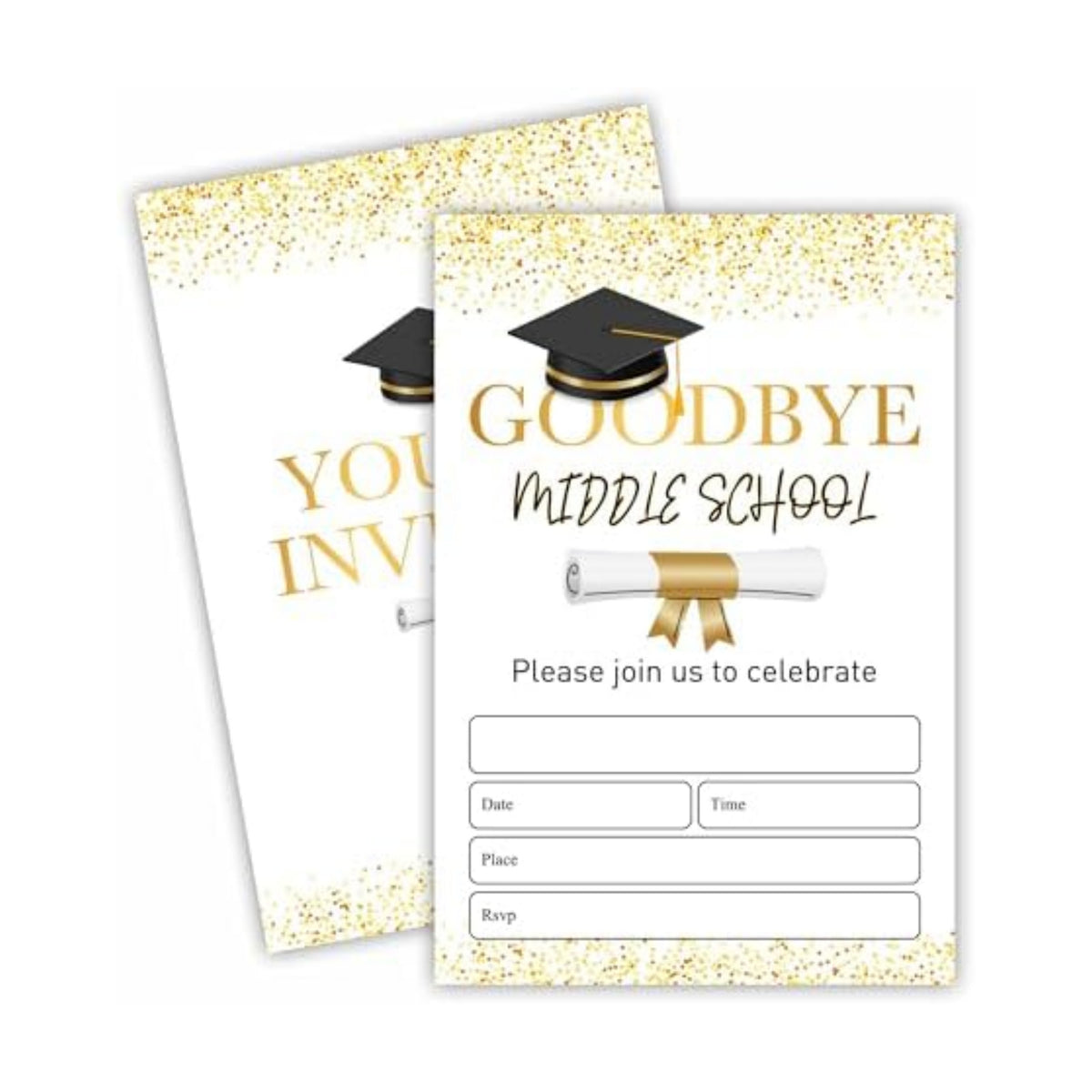 2026 graduation party invitations - 20 Graduation Invitation Letters with Envelopes, Gold Dots Fill in style invitation cards, For High School & College Grad Party celebrate Supplies - A07