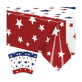 Gistome 3 Pack 54 x 108 Inch 4th of July Plastic Tablecloths, Red White Blue Stars Disposable Rectangle Table Covers for Independence Day Memorial Day Party Decorations