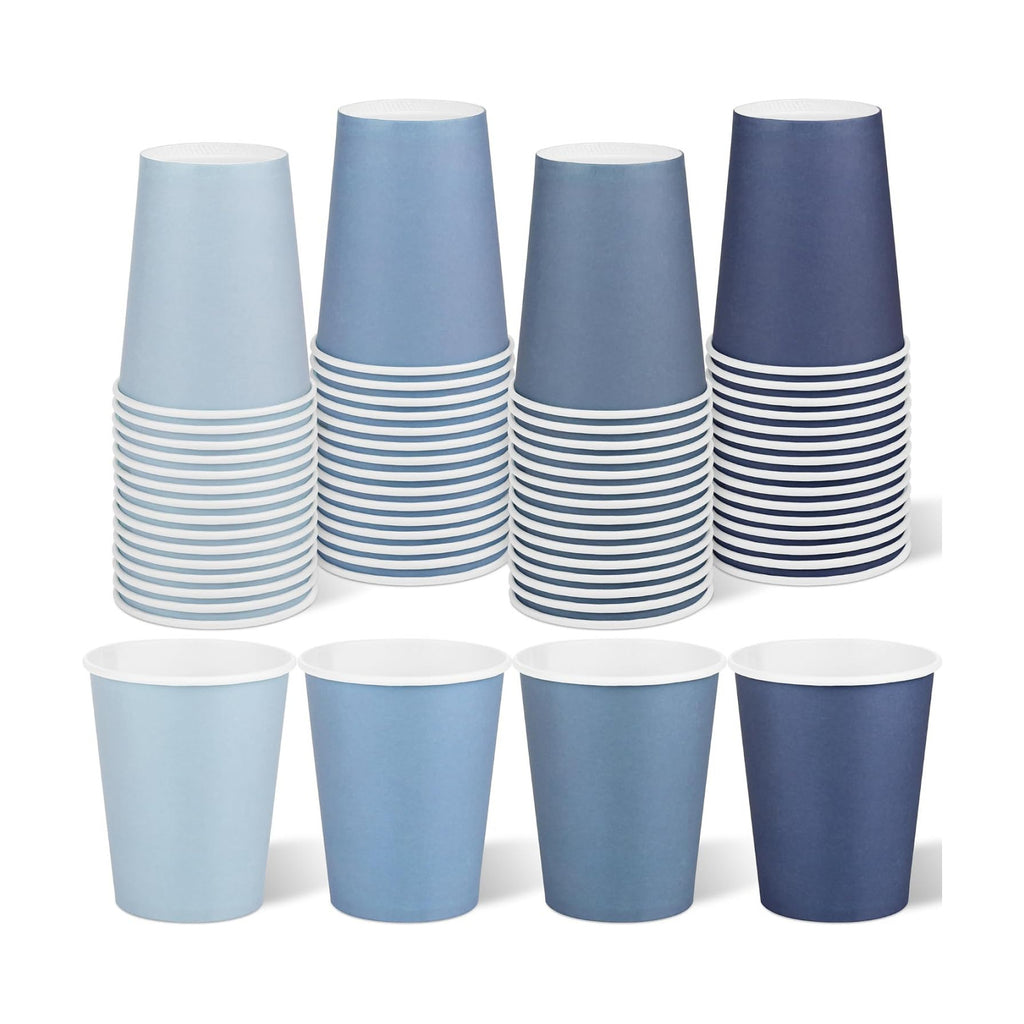 URATOT 60 Pieces 9 Ounce Disposable Paper Cups Gradient Blue Party Cups Drinking Cups for Party, DIY, and Holiday, 4 Colors
