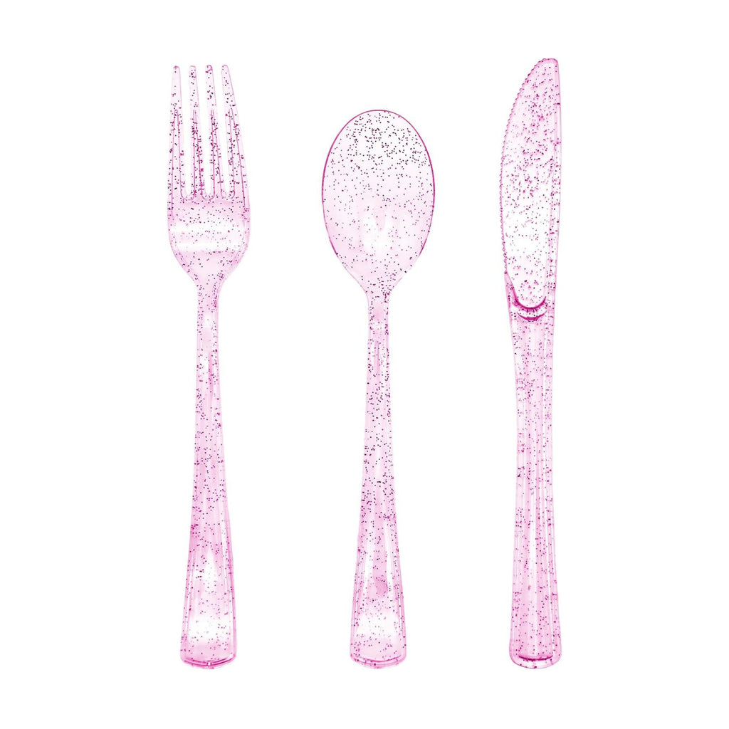 150PCS Purple Plastic Silverware, Purple Glitter Plastic Cutlery Disposable, 50 Forks, 50 Knives, 50 Spoons Heavy Duty, Perfect for Birthday, Wedding, Baby Shower, Picnic